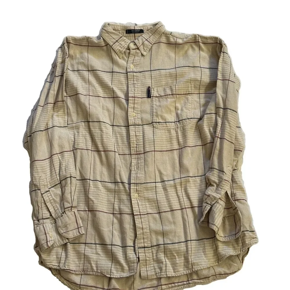 Y2K Ralph Lauren 100% Cotton Plaid Button-Down Shirt XL